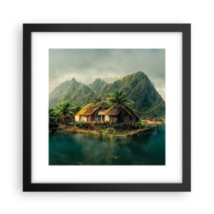 Plakat i sort ramme - Tropisk paradis - 30x30 cm
