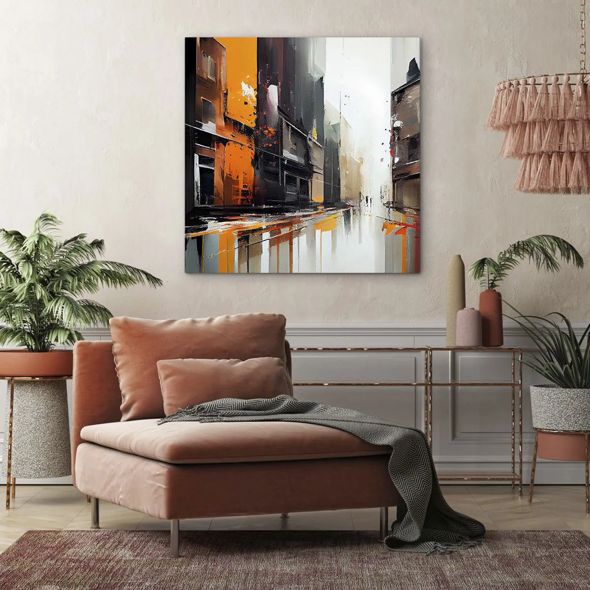 Lærredstryk - Billede på lærred - Regnfuld dag - 60x60 cm