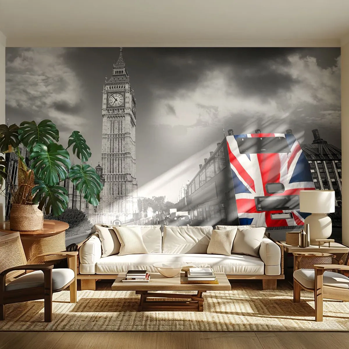 Fototapet Premium Sand - Stolt og stor - By, London, London Bus - 100x70 cm