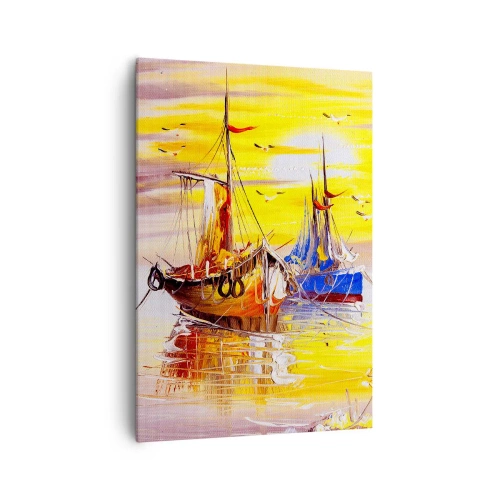 Lærredstryk - Billede på lærred - Et velfortjent hvil i havnen - 70x100 cm