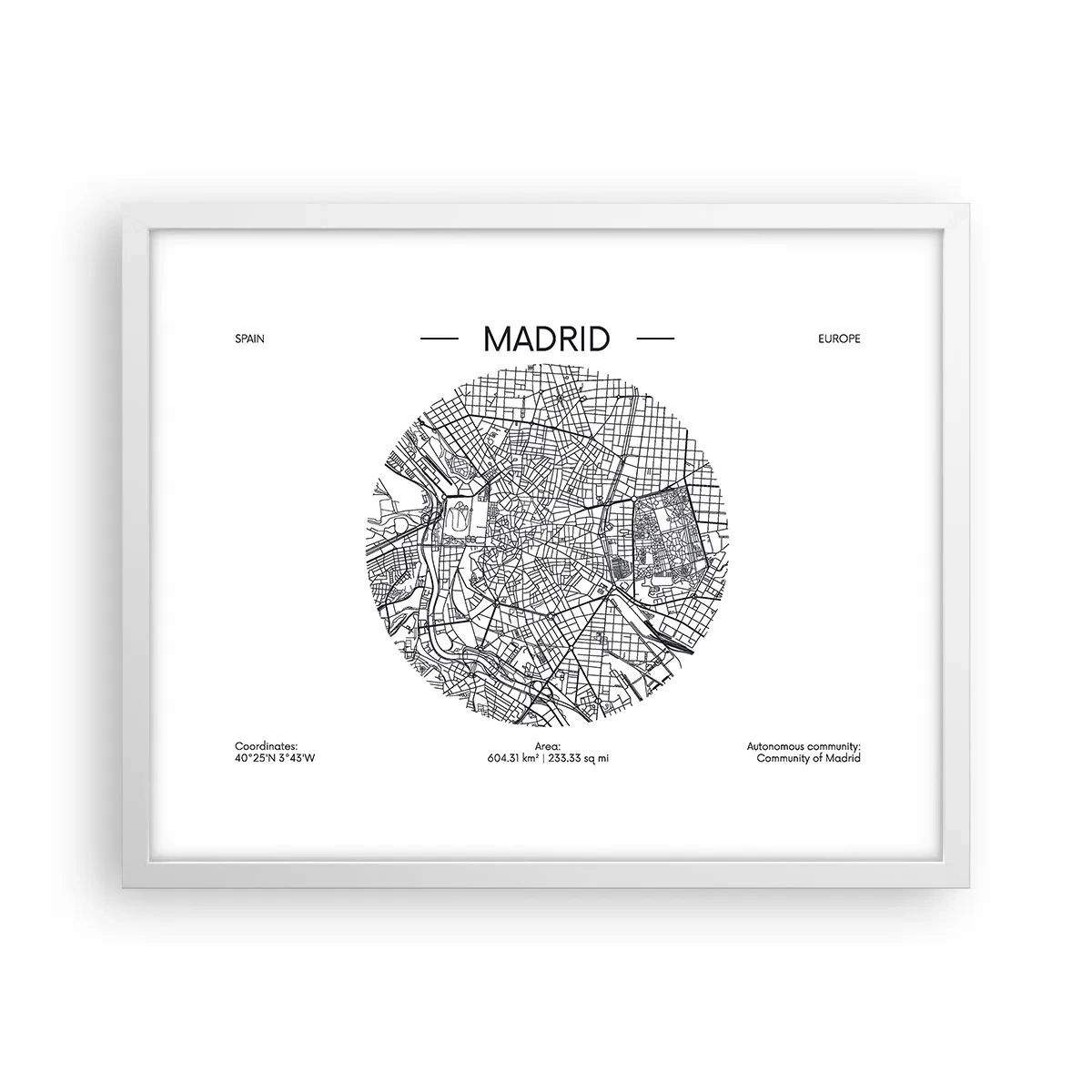 Plakat i hvid ramme - Madrids anatomi - 50x40 cm