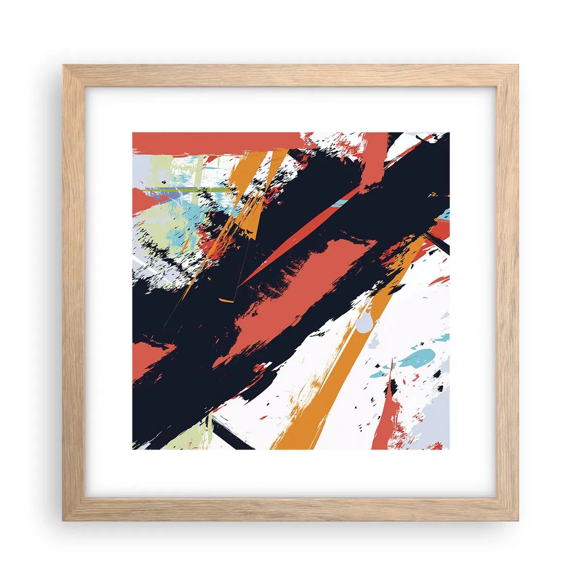 Plakat i ramme af lyst egetræ - Dynamisk sammensætning - 30x30 cm