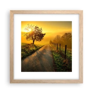 Plakat i ramme af lyst egetræ - Kære eftermiddag - 30x30 cm