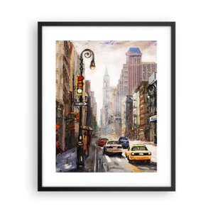 Plakat i sort ramme - New York - også farverig i regnvejr - 40x50 cm