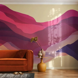Fototapet Premium Canvas - Bølger i lilla - Abstraktion, Stykke, Moderne kunst - 500x350 cm