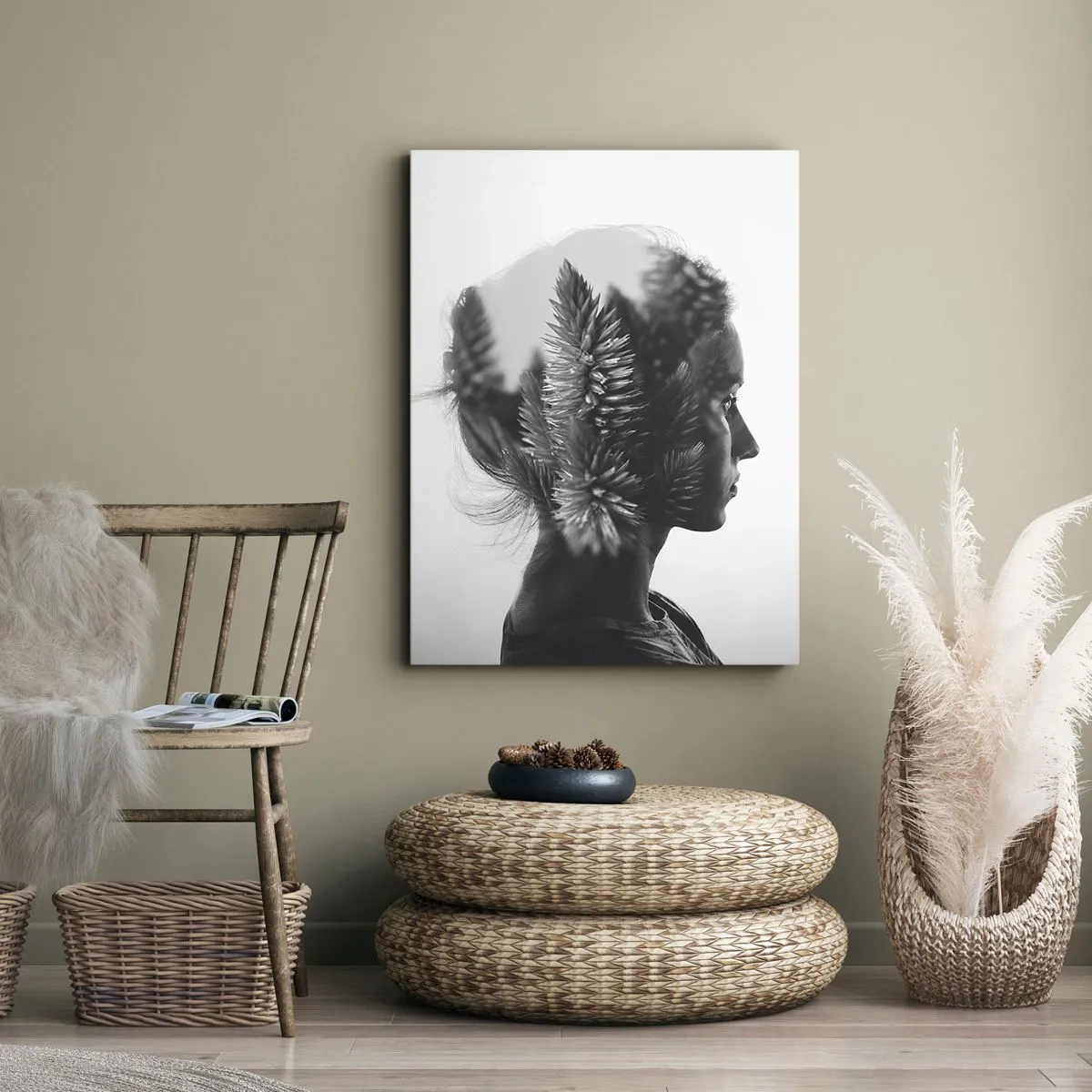 Lærredstryk - Billede på lærred - Dame af fyrreskoven - 70x100 cm