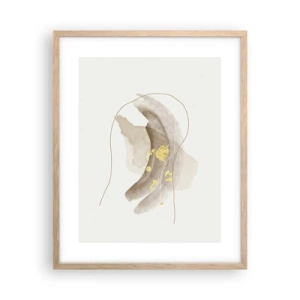 Plakat i ramme af lyst egetræ - Mødt i rummet - 40x50 cm