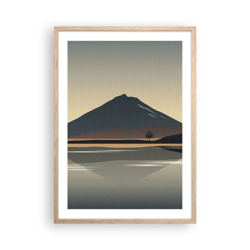 Plakat i ramme af lyst egetræ - Spejlrefleksion - 50x70 cm