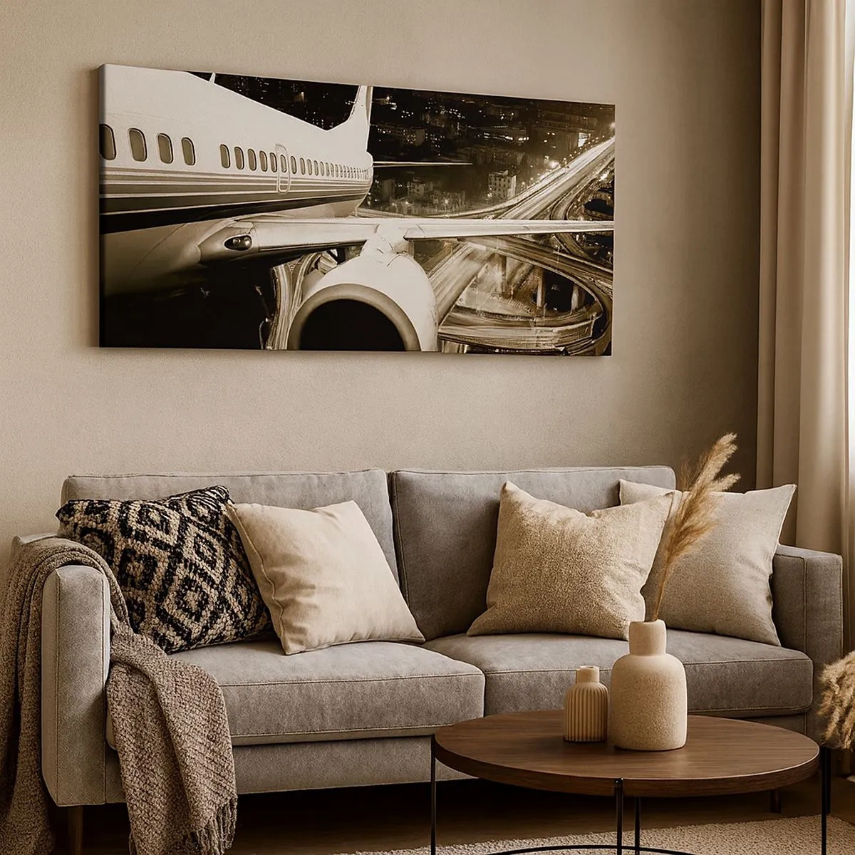 Lærredstryk - Billede på lærred - Stiger ind i natten - 100x40 cm