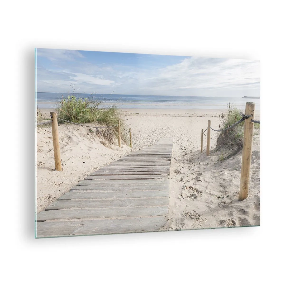 Billede på glas - Sti til stranden med havudsigt - 70x50cm - Ud over horisonten - Moderne vægdekoration til stue og soveværelse ARTTOR