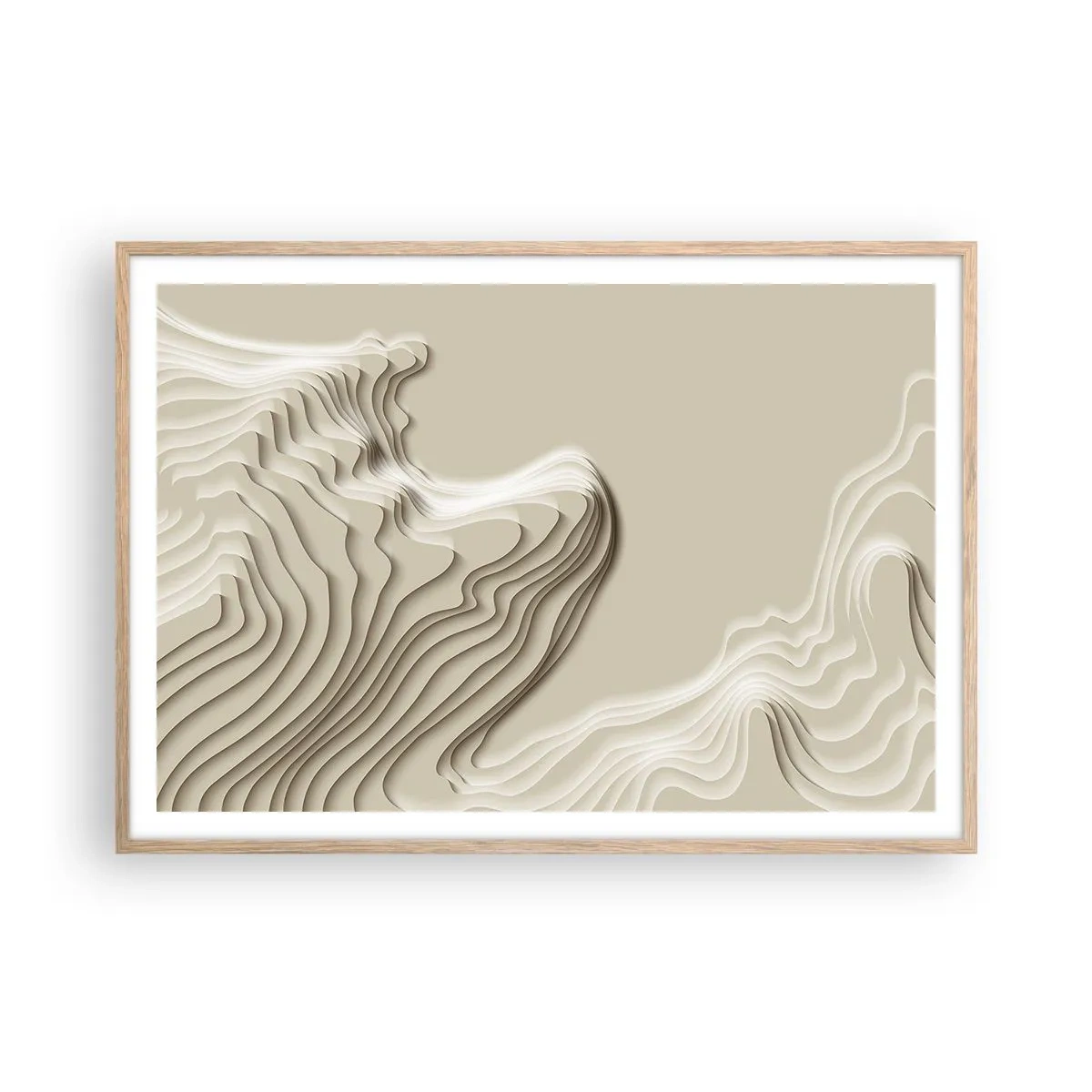 Plakat i ramme af lyst egetræ - Kunstens topografi - 100x70 cm
