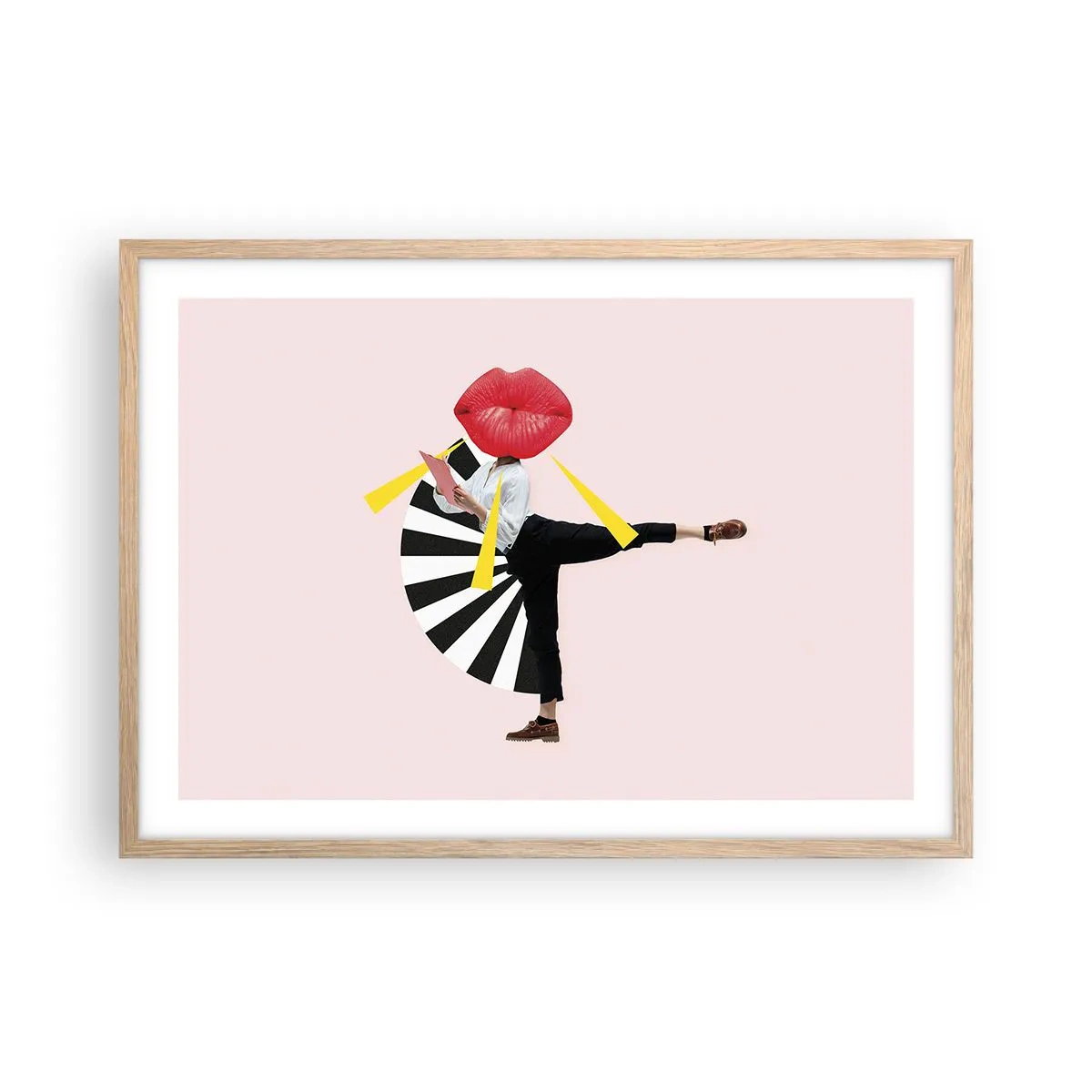 Plakat i ramme af lyst egetræ - Surrealistisk popkunst - 70x50 cm
