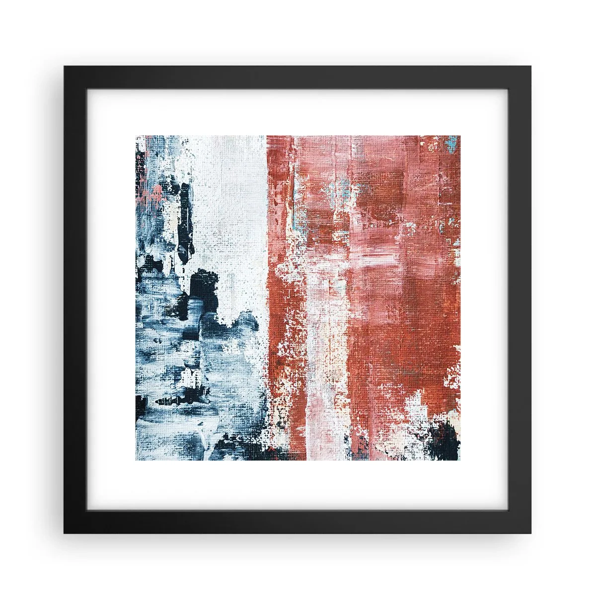 Plakat i sort ramme - Abstrakt halvt og halvt - 30x30 cm