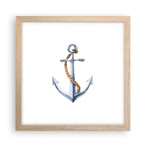 Plakat i ramme af lyst egetræ - Ahoj eventyr! - 30x30 cm