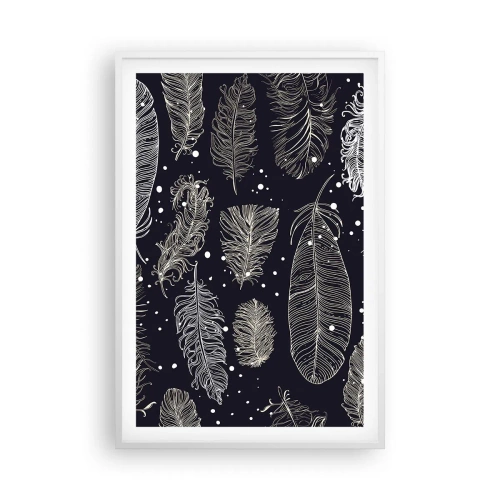 Plakat i hvid ramme - Fjerede blonder - 61x91 cm