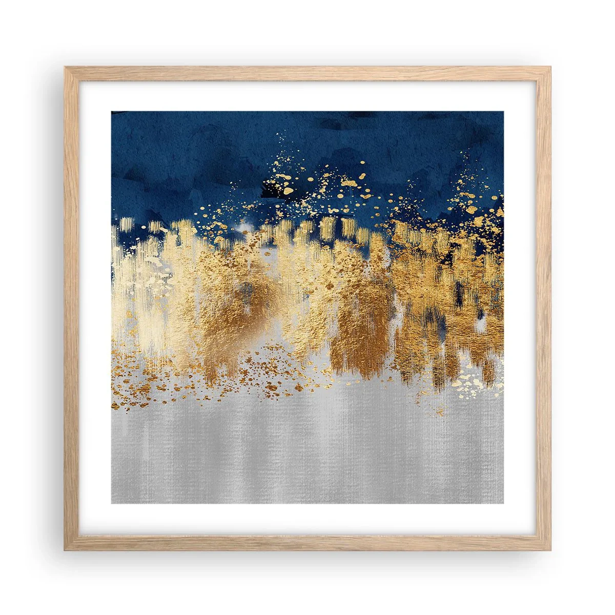 Plakat i ramme af lyst egetræ - Moderne komposition med gnist - 50x50 cm