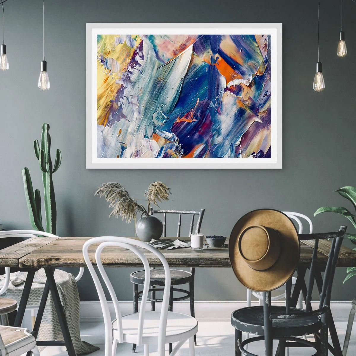 Plakat i hvid ramme - Forvirring af farver - 91x61 cm