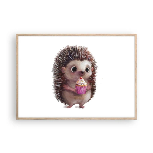 Plakat i ramme af lyst egetræ - Fejring er hver dag - 100x70 cm