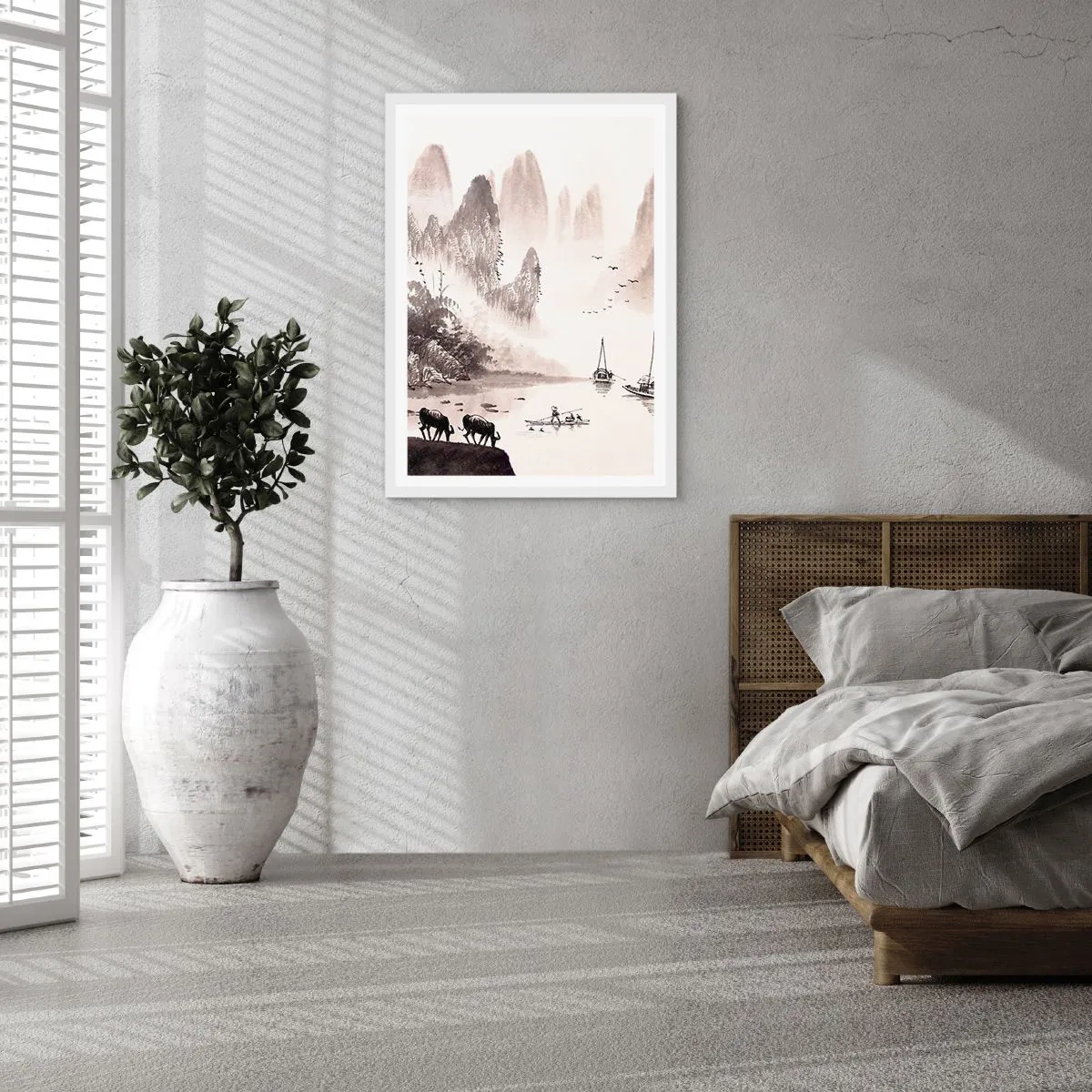 Plakat i hvid ramme - Østens eksotiske hverdag - 70x100 cm