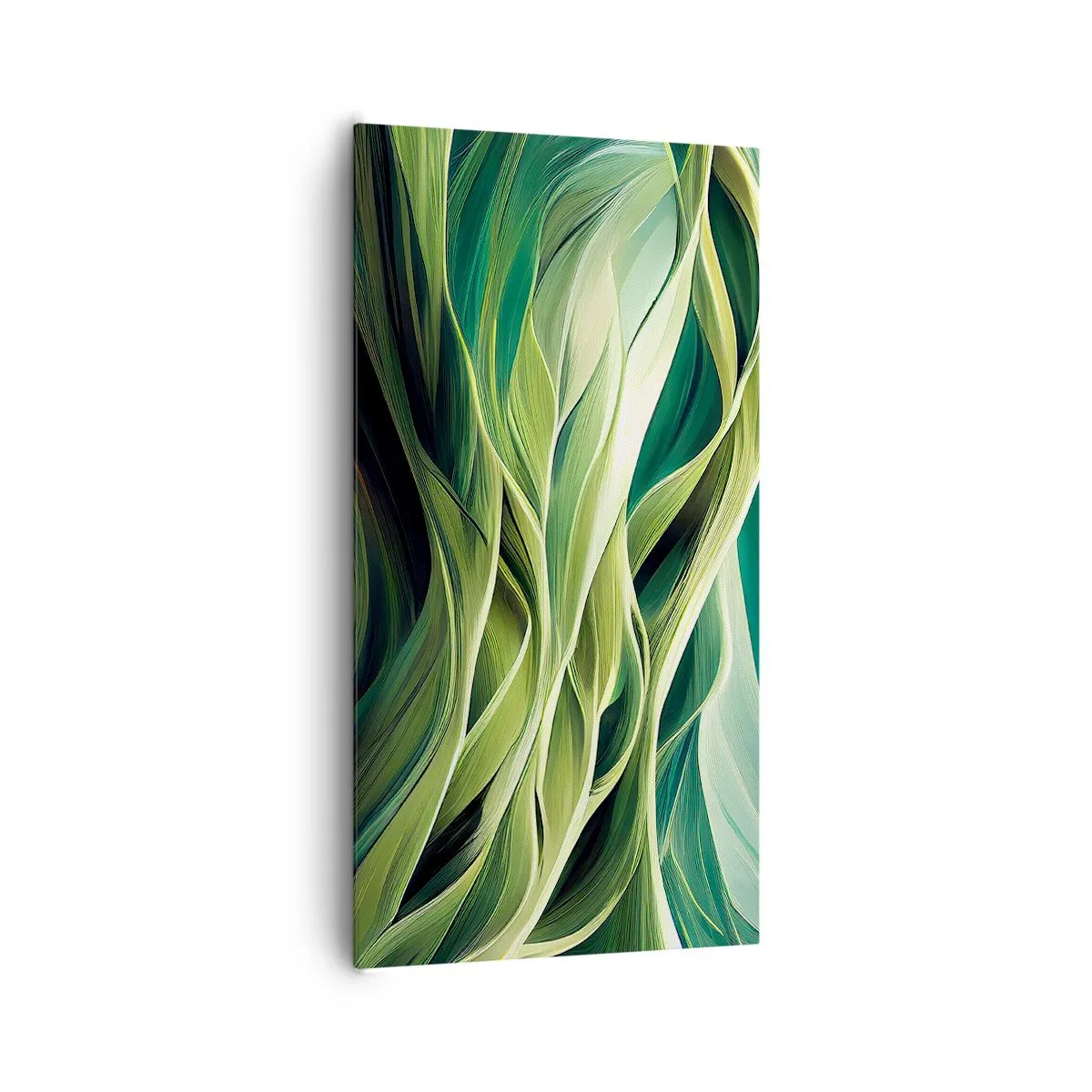 Lærredstryk - Billede på lærred - Et abstrakt spil med grønt - 65x120 cm
