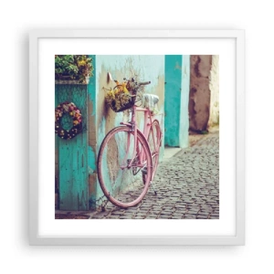 Plakat i hvid ramme - Jeg vender tilbage om lidt - 40x40 cm