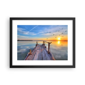 Plakat i sort ramme - Går fremad mod solen - 40x30 cm