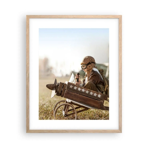 Plakat i ramme af lyst egetræ - Start mod drømmen - 40x50 cm