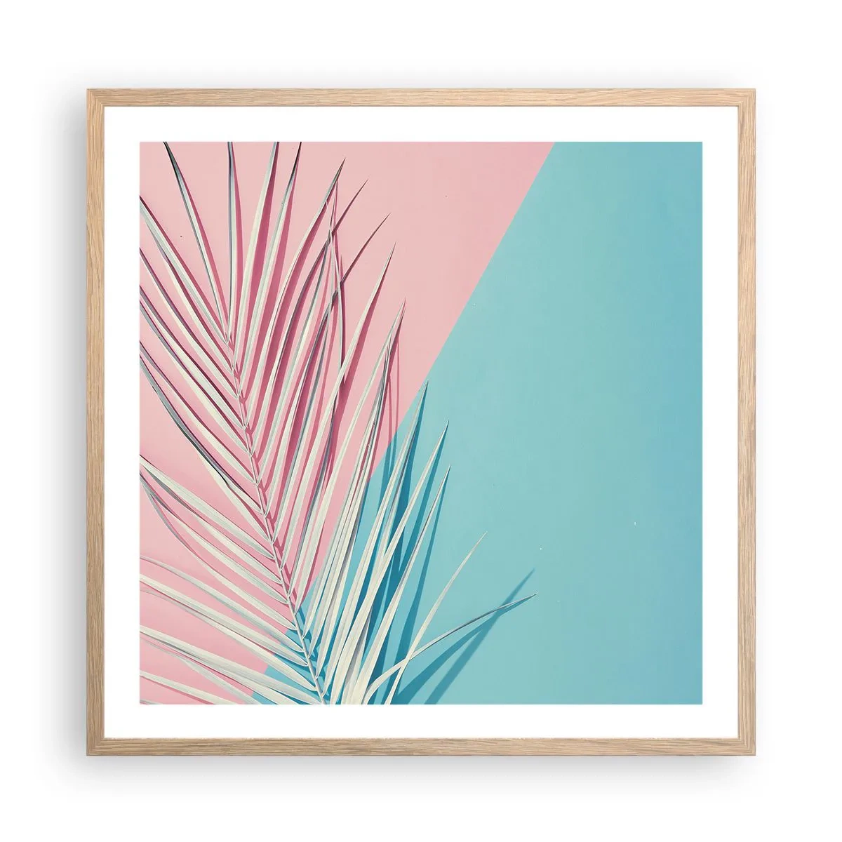Plakat i ramme af lyst egetræ - Tropisk indtryk - 60x60 cm