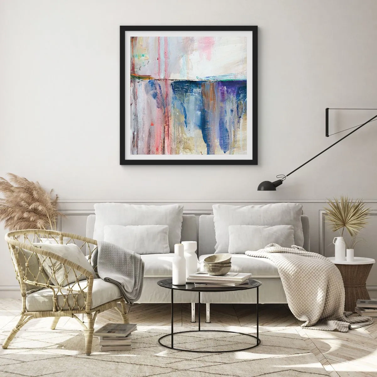 Plakat i sort ramme - Farverige indtryk og associationer - 40x40 cm