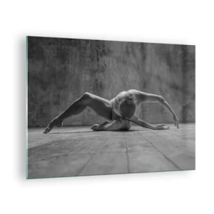 Billede på glas - Danser i en positur på gulvet - 70x50cm - Symmetri fundet - Moderne vægdekoration til stue og soveværelse ARTTOR