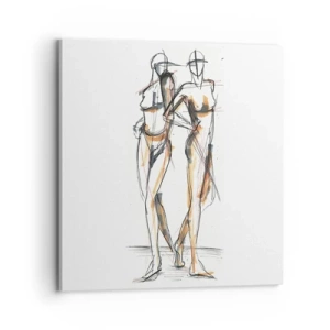 Lærredstryk - Billede på lærred - En undersøgelse af charme - 70x70 cm