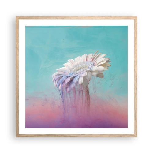 Plakat i ramme af lyst egetræ - Blomster efter døden - 60x60 cm