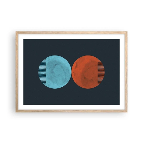 Plakat i ramme af lyst egetræ - Kun geometri? - 70x50 cm