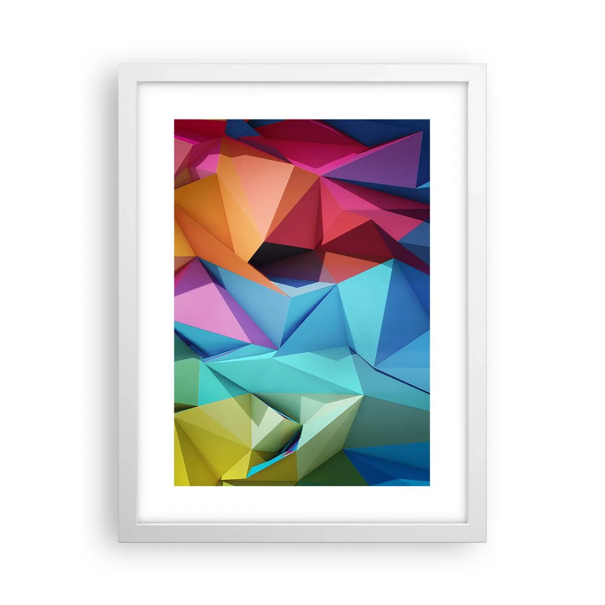 Plakat i hvid ramme - Regnbue origami - 30x40 cm