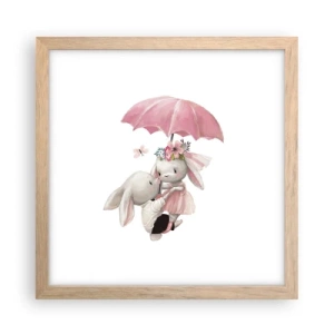 Plakat i ramme af lyst egetræ - Det er kærlighed - 30x30 cm