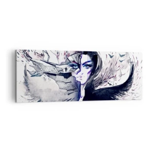 Lærredstryk - Billede på lærred - Dæmonisk og smuk - 140x50 cm