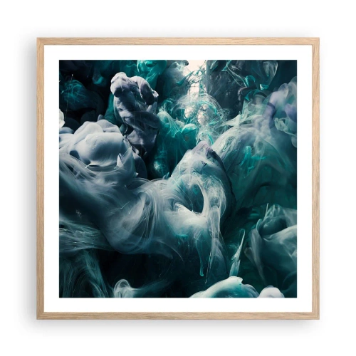 Plakat i ramme af lyst egetræ - Farvebevægelse - 60x60 cm