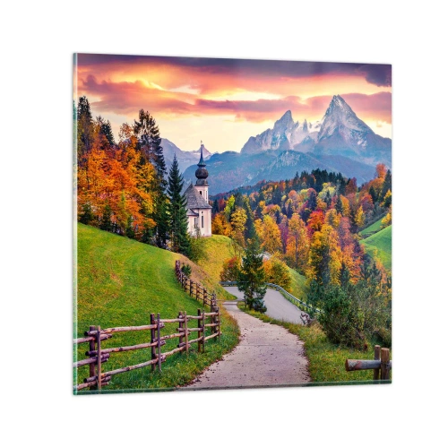 Billede på glas - Landskab som maleri - 70x70 cm