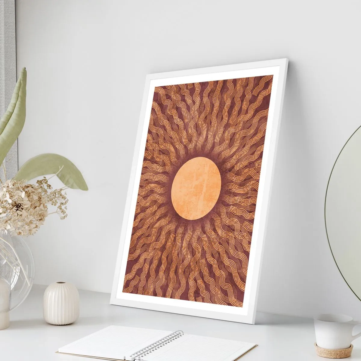 Plakat i hvid ramme - Ikon for solen - 61x91 cm