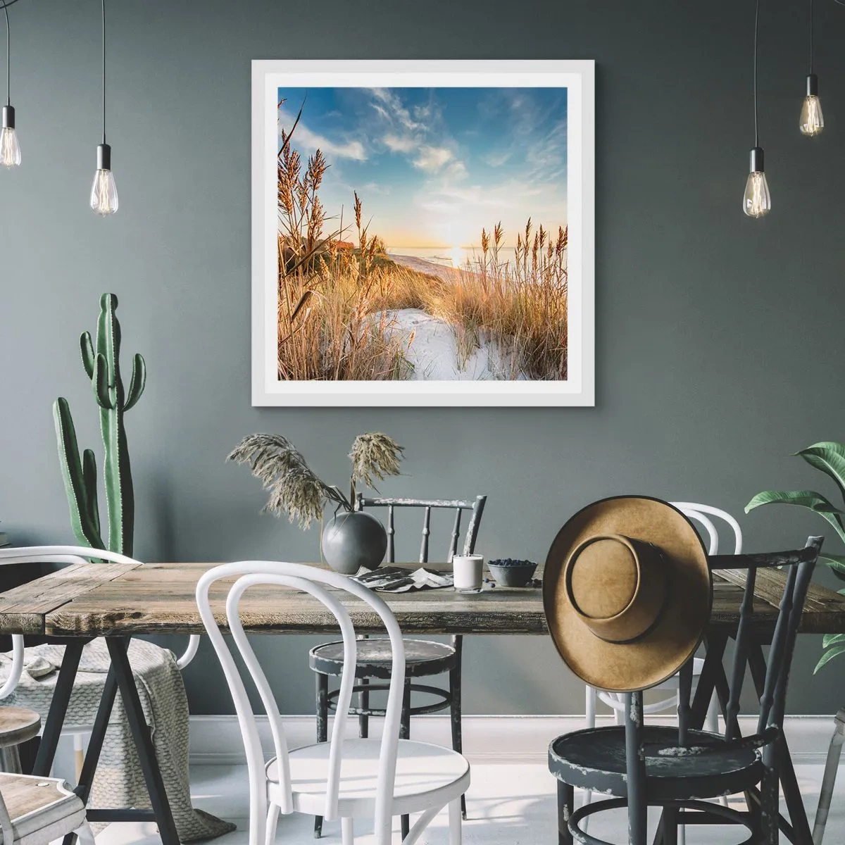 Plakat i hvid ramme - Nordstrand - 50x50 cm