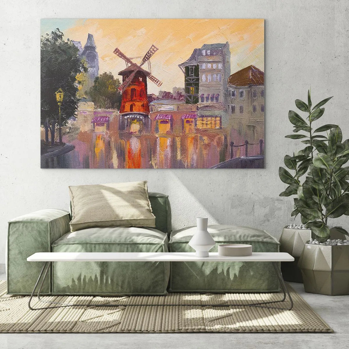Billede på glas - Parisiske ikoner - Moulin Rouge - 120x80 cm