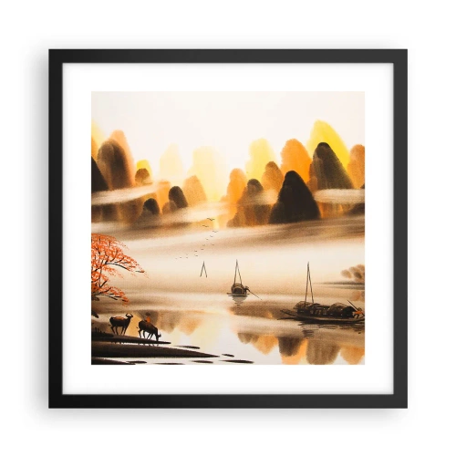 Plakat i sort ramme - Længere væk end det fjerne Østen - 40x40 cm