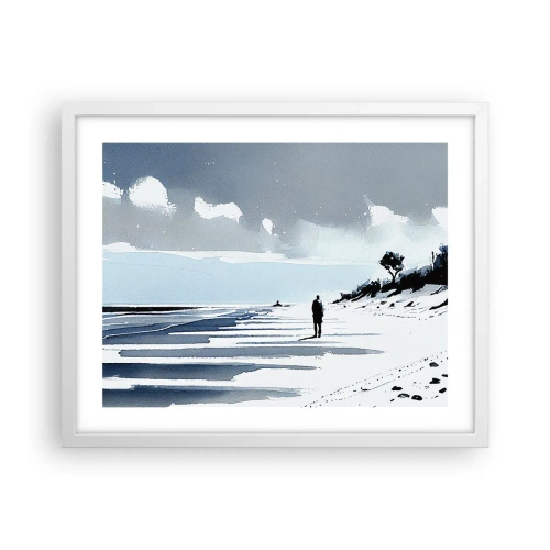 Plakat i hvid ramme - Alene - 50x40 cm