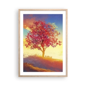 Plakat i ramme af lyst egetræ - Pilgrim på bestemmelsesstedet - 50x70 cm