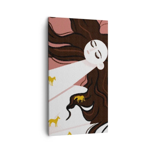 Lærredstryk - Billede på lærred - Drøm om en gylden hest - 45x80 cm