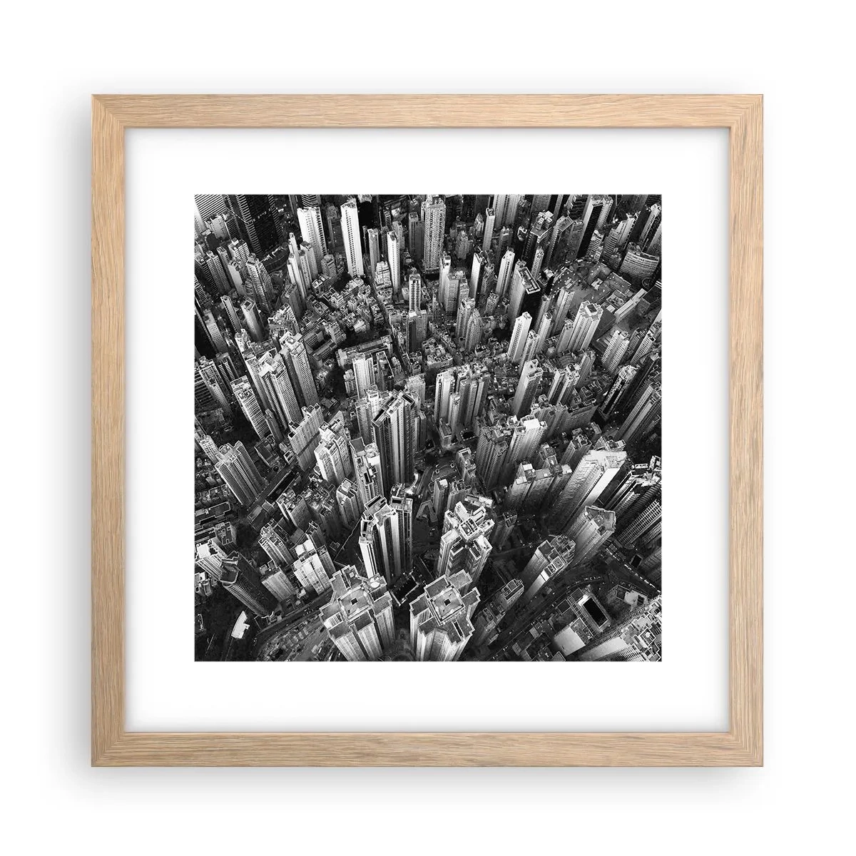 Plakat i ramme af lyst egetræ - Stadig højere og højere - 30x30 cm