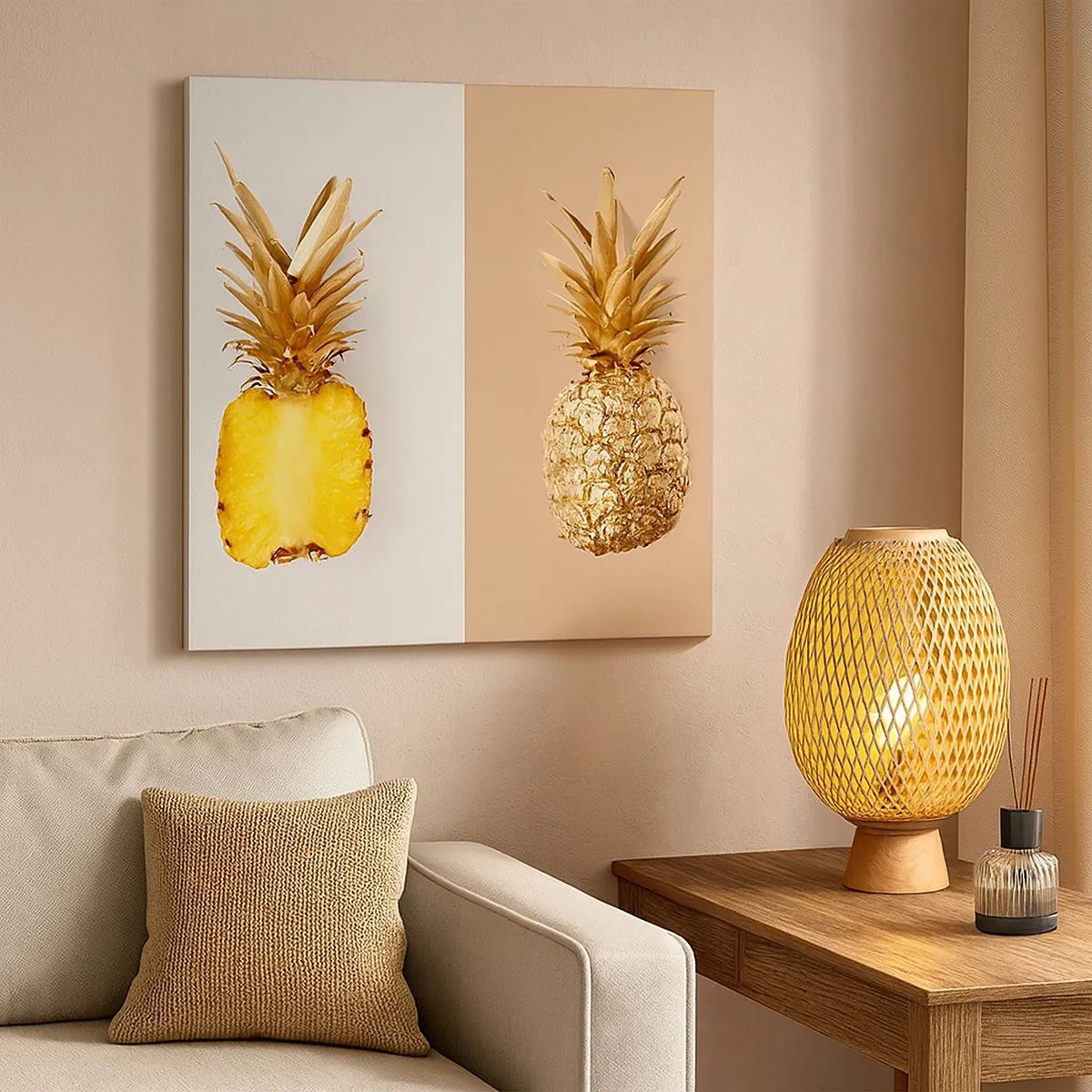 Lærredstryk - Billede på lærred - Ananas til os - 30x30 cm