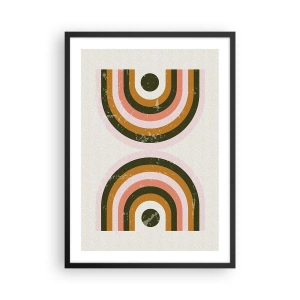 Plakat i sort ramme - Geometrisk komposition i retrostil - 50x70cm - Tvilling-abstraktion - Moderne vægdekoration til stue og soveværelse ARTTOR