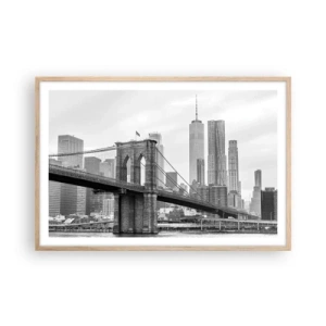 Plakat i ramme af lyst egetræ - New York stemning - 91x61 cm