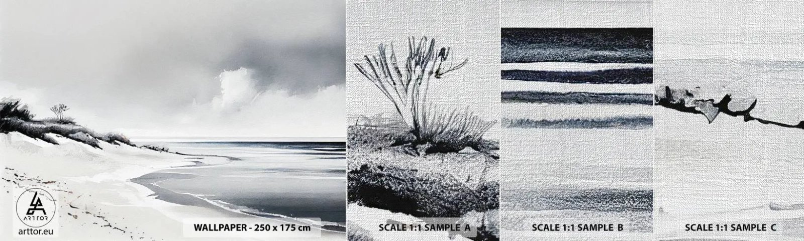 Prøve Fototapet Premium Canvas - Altid sammen - Klitter, Strand, Ocean - 100x30 cm